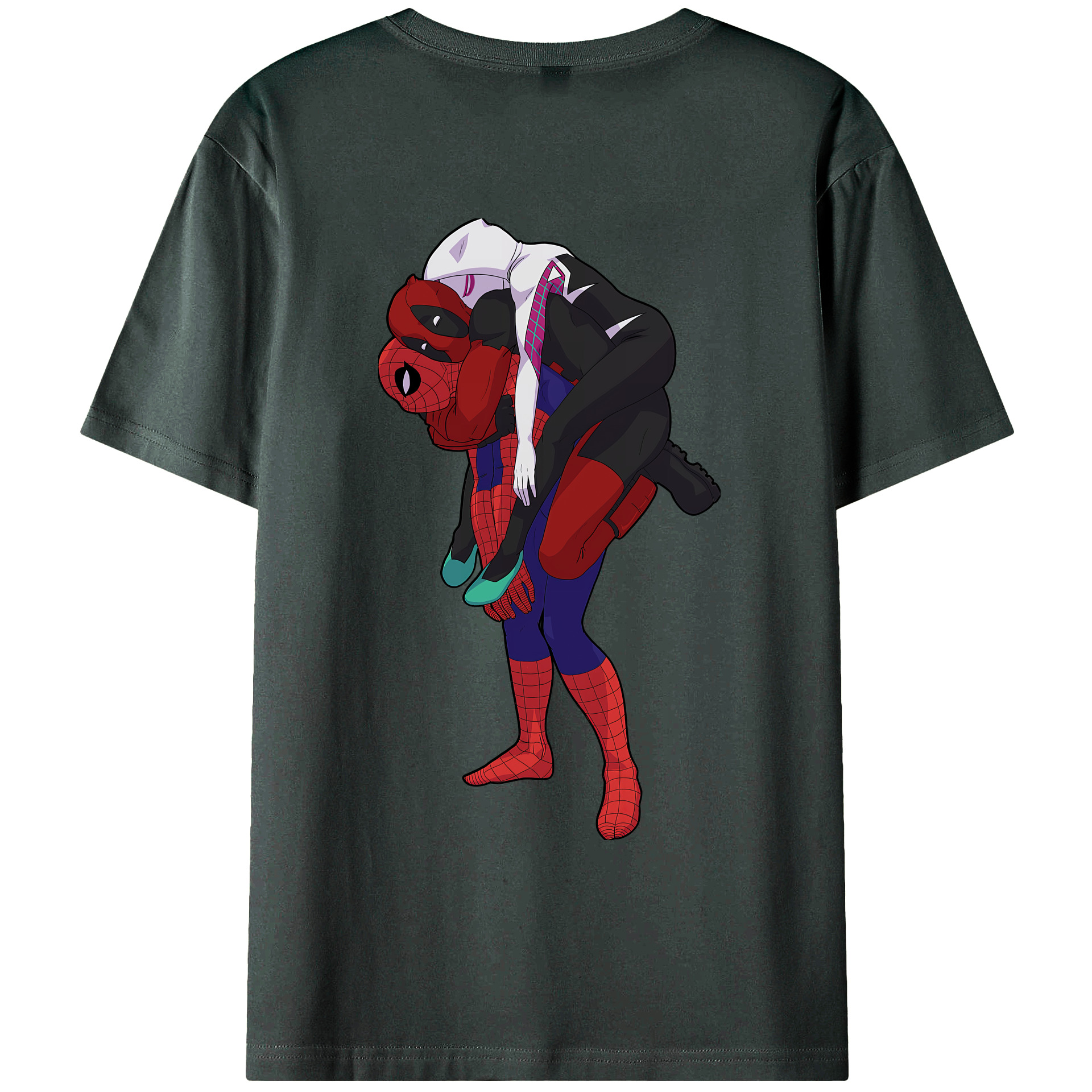 （画像用） Deadpool デッドプール 綿100％ メンズ半袖Tシャツ（バックプリント） 通気性